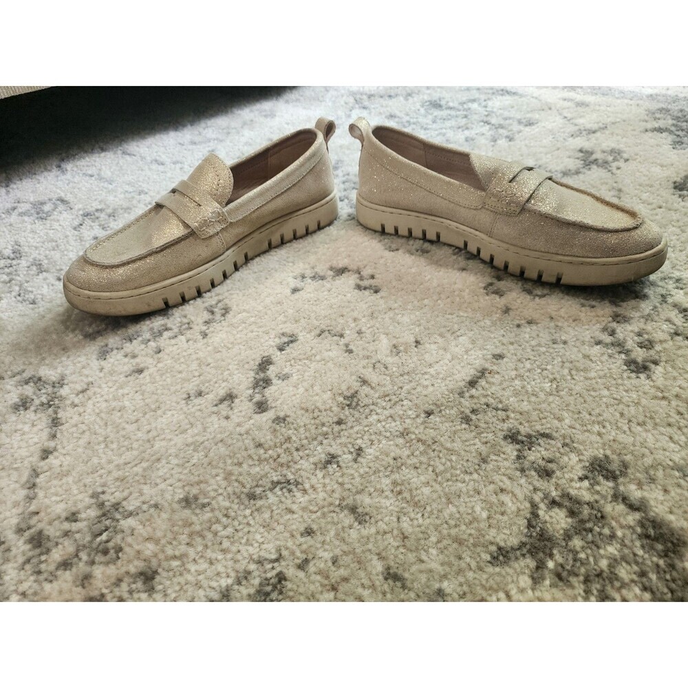Anne Klein Livvey Tan Beige Leather Loafers Women’s 9M Sparkly Glitter - Picture 3 of 10